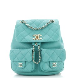 Duma Pockets Drawstring Backpack Quilted Caviar Small