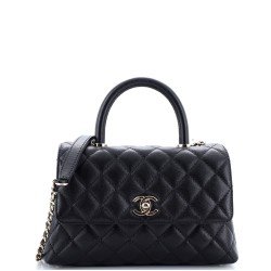 Coco Top Handle Bag Quilted Caviar Mini