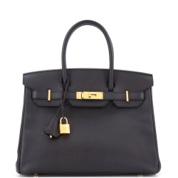 Birkin Handbag Noir Epsom with Gold Hardware 30