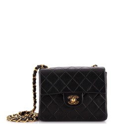Vintage Square Classic Single Flap Bag Quilted Lambskin Mini