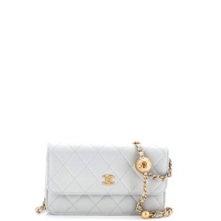 Pearl Crush Flap Phone Holder with Chain Quilted Lambskin