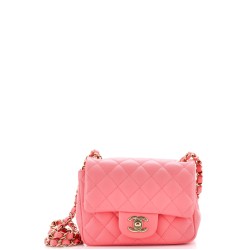 Square Classic Single Flap Bag Quilted Lambskin Mini