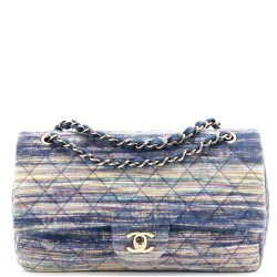 Classic Double Flap Bag Quilted Multicolor Denim Medium