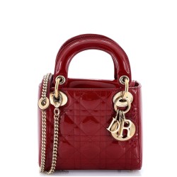 Lady Dior Chain Bag Cannage Quilt Patent Mini