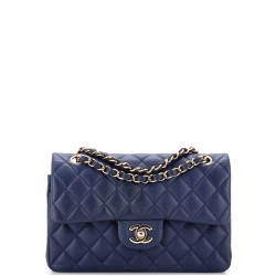 Classic Double Flap Bag Quilted Caviar Small