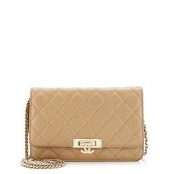 Golden Class Wallet on Chain Quilted Caviar