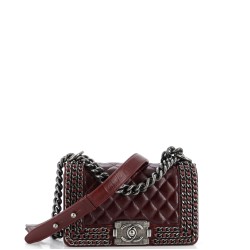 Chained Boy Flap Bag Quilted Glazed Calfskin Small