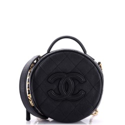 Round Vanity With Chain Quilted Caviar Small