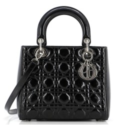 Lady Dior Bag Cannage Quilt Patent Medium