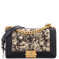 Boy Flap Bag Quilted Metallic Crumpled Goatskin Old Medium