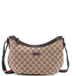 Saddle Zip Messenger Bag GG Canvas with Leather Medium