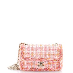 Classic Single Flap Bag Braided Quilted Tweed with Sequins Mini