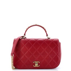 Carry Around Flap Bag Quilted Caviar Small
