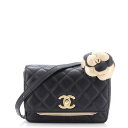 Private Affair Camellia Flap Bag Quilted Lambskin Small