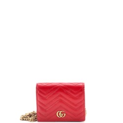 GG Marmont Card Case on Chain Matelasse Leather