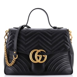 GG Marmont Top Handle Flap Bag Matelasse Leather Medium