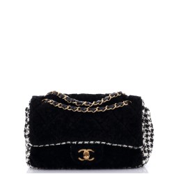 CC Flap Bag Quilted Shearling and Tweed Medium