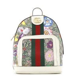 Ophidia Backpack Flora GG Coated Canvas and Leather  Small