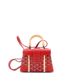 Structured Saigon Top Handle Bag Coated Canvas with Leather Mini