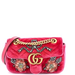 GG Marmont Flap Bag Embellished Matelasse Velvet Mini