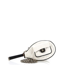CC Tennis Racket Clutch with Chain Quilted Canvas and Leather