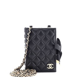 CC Book Card Holder with Chain Quilted Lambskin