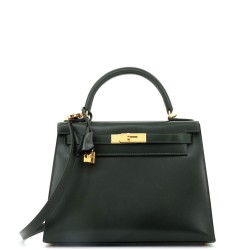 Kelly Handbag Vert Foncé Box Calf with Gold Hardware 28