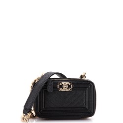 Boy Clutch with Chain Chevron Caviar