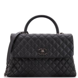 Coco Top Handle Bag Quilted Caviar Medium