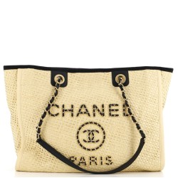 Deauville Tote Straw with Chain Detail Small