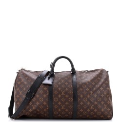 Keepall Bandouliere Bag Macassar Monogram Canvas 55