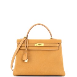 Kelly Handbag Natural Sable Ardennes with Gold Hardware 32