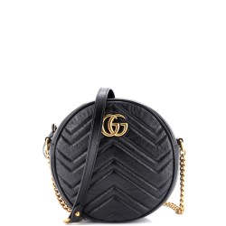 GG Marmont Round Shoulder Bag Matelasse Leather Mini