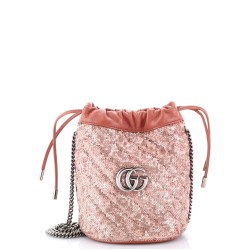 GG Marmont Bucket Bag Diagonal Quilted Sequins Mini