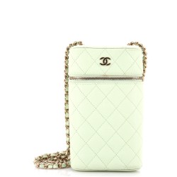 Classic Vanity Phone Holder with Chain Quilted Caviar