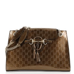 Emily Chain Flap Shoulder Bag Guccissima Patent Large