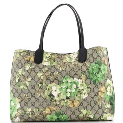Reversible Tote Blooms Print GG Coated Canvas Medium
