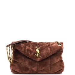 Loulou Puffer Shoulder Bag Quilted Suede Small