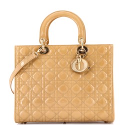 Lady Dior Bag Cannage Quilt Patent Large