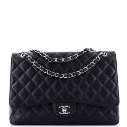 Classic Single Flap Bag Quilted Caviar Maxi