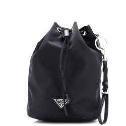 Drawstring Wristlet Bucket Bag Tessuto Small