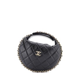 Chain Around Hobo Pouch Quilted Lambskin Mini