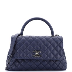 Coco Top Handle Bag Quilted Caviar Small