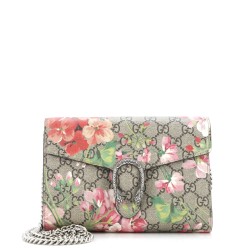 Dionysus Chain Wallet Blooms Print GG Coated Canvas Small