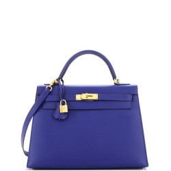 Kelly Handbag Bleu Electrique Epsom with Gold Hardware 32