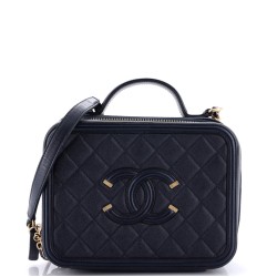 Filigree Vanity Case Quilted Caviar Medium