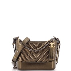 Gabrielle Hobo Chevron Metallic Aged Calfskin Small