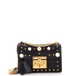 Pearly Padlock Shoulder Bag Studded Leather Small