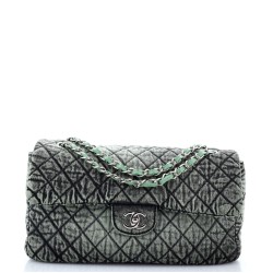 Denimpression Flap Bag Quilted Distressed Denim Medium