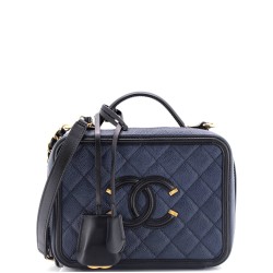 Filigree Vanity Case Quilted Caviar Medium